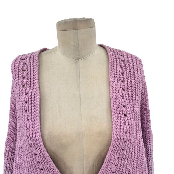 Free People Come Together Purple Blue Ombre Sweater Tunic Size Large - Picture 3 of 13